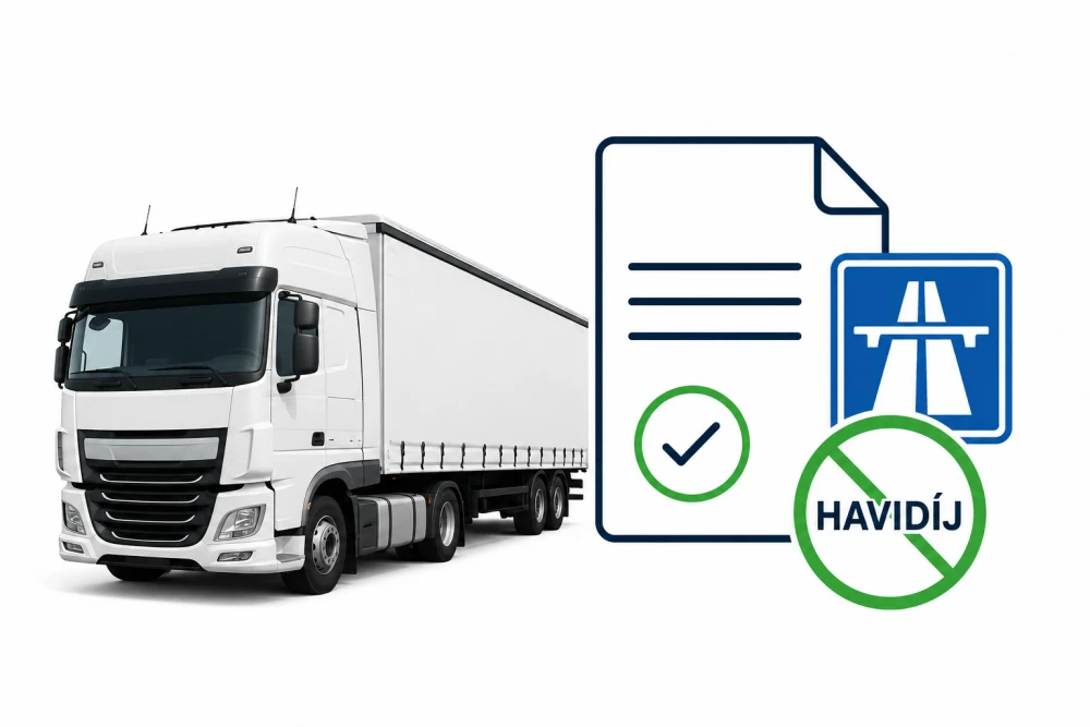 Heavy truck equipped with HU-GO OBU / HU-GO fedélzeti egységgel felszerelt nehézgépjármű